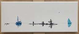 Tableau à l'encre de Chine Jean Brunet Noirmoutier 20 x 50cm numéro 2